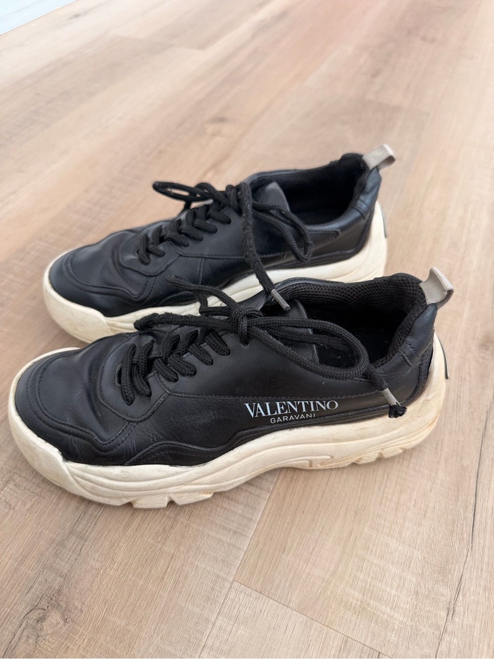 Valentino Garavani Black and Cream Chunky Sneakers